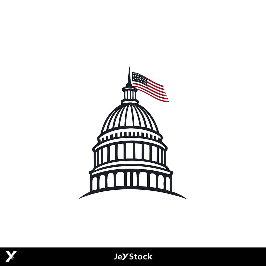 US Capitol Building and Flag Illustration - Free Vector | Jexstock
