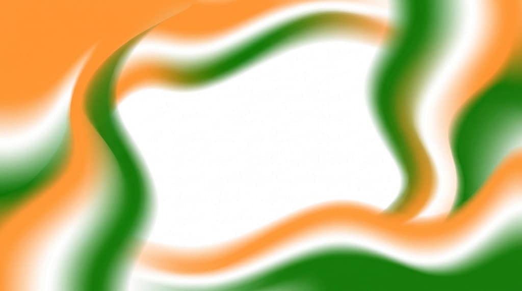 Abstract Indian flag tricolor wavy background border frame template