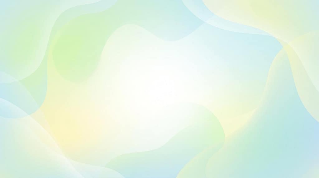 Soft pastel abstract background featuring green, yellow, and blue fluid waves with light center space