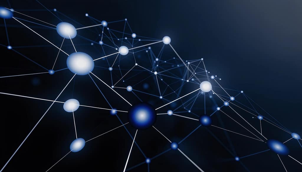 Abstract digital network background with glowing nodes and lines in blue