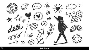 Black and white hand-drawn doodle vector set by JexStock