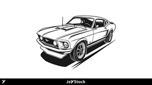 1960s Ford Mustang Vintage Muscle Car Illustration Free Vector