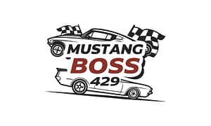 Vintage Mustang Boss 429 logo vector with checkered flags
