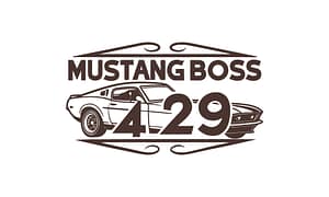 Vintage Mustang Boss 429 logo with classic car design