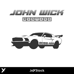 Jhon Wick Classic 1969 Ford Mustang Muscle Car Vector Illustration