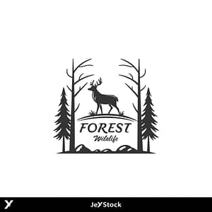 Deer in Forest Logo Vector | Free Framed Nature Graphic