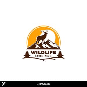 Free Mountain Deer Logo Vector: Sunset Wilderness Badge for Branding