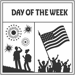 Patriotic American Flag and Fireworks Vector Template